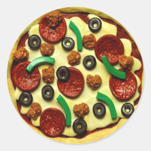Sticker Rond Fête d'anniversaire de pizza d'enfants