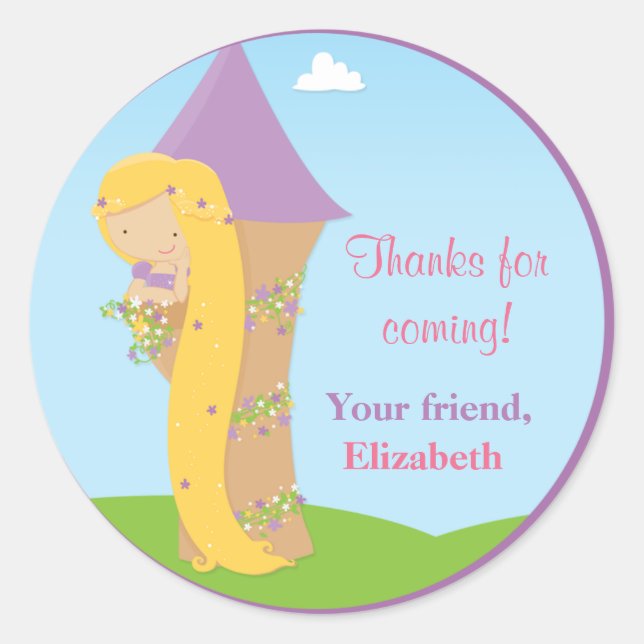 Sticker Rond Fête d'anniversaire de Rapunzel (Devant)