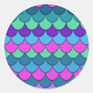 Sticker Rond Fête d'anniversaire de sirène multicolore colorée