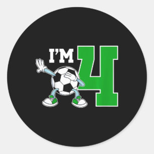 Sticker Rond Fête d'anniversaire de soccer pour enfants de 4 an