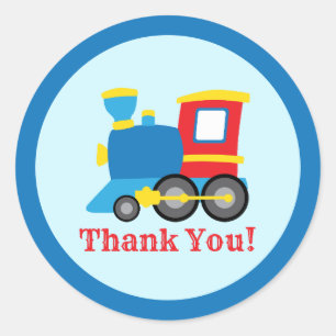 Sticker Rond Fête d'anniversaire de train mignon
