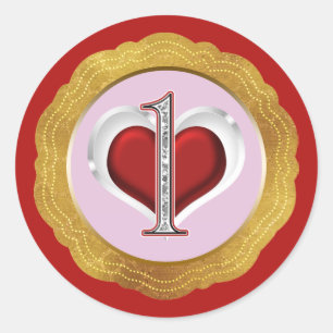 Sticker Rond Fête d'anniversaire de Valentin 1ère année ONE Ros