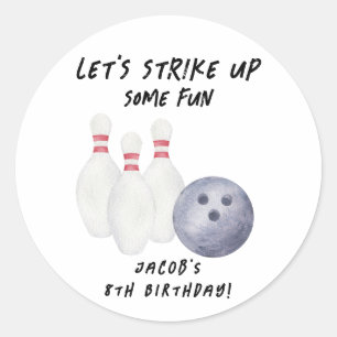 Sticker Rond Fête d'anniversaire d'enfants au bowling