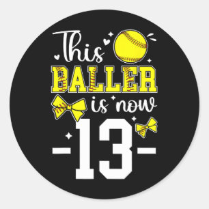 Sticker Rond Fête d'anniversaire des 13 ans Fille Douillette Tr