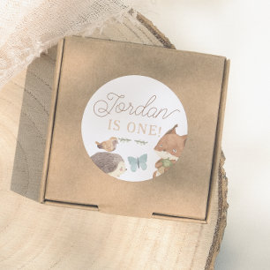 Sticker Rond Fête d'anniversaire des animaux des bois, non sexi