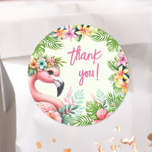 Sticker Rond Fête d'anniversaire des filles au Flamant Rose