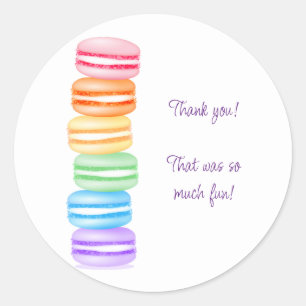 Sticker Rond Fête d'anniversaire des filles macarons arc-en-cie