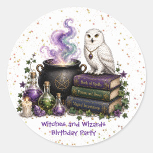 Sticker Rond Fête d'anniversaire des sorcières et sorciers magi