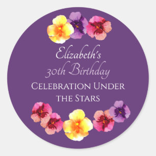 Sticker Rond Fête d'anniversaire d'été Bohème Fleur d'anniversa