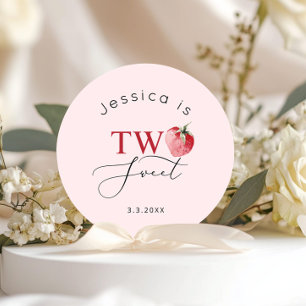 Sticker Rond Fête d'anniversaire deux fraises sucrées