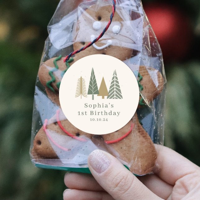 Sticker Rond Fête d'anniversaire d'hiver (Créateur téléchargé)