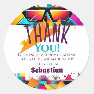 Sticker Rond Fête d'anniversaire Disco Favoriser