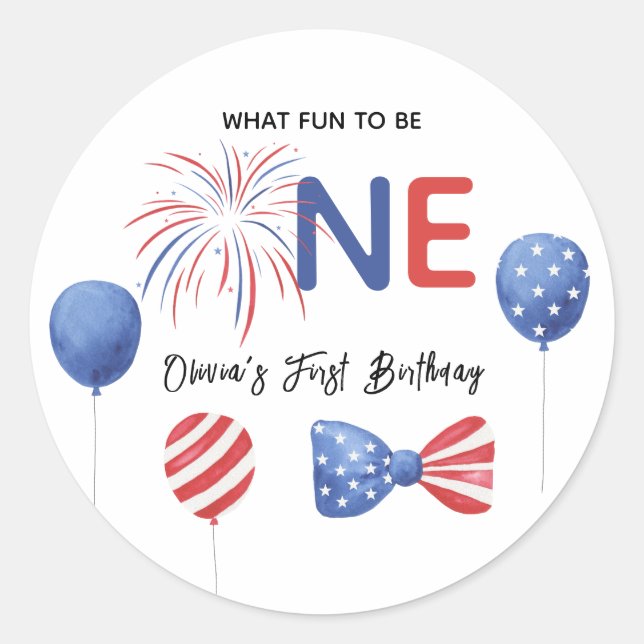 Sticker Rond Fête d'anniversaire du 4 juillet (Devant)