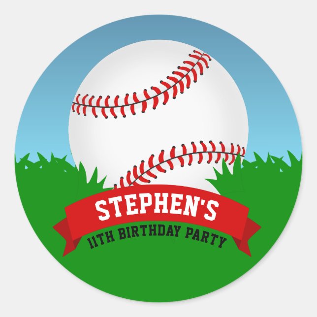 Sticker Rond Fête d'anniversaire du baseball (Devant)