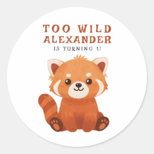 Sticker Rond Fête d'anniversaire du Panda roux 1 an