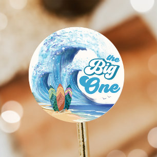 Sticker Rond Fête d'anniversaire du surf de plage