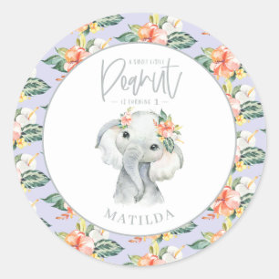 Sticker Rond Fête d'anniversaire d'un éléphant à l'aquarelle