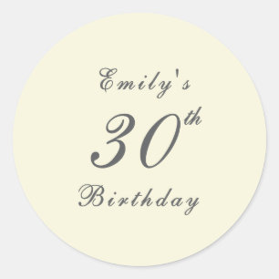 Sticker Rond Fête d'anniversaire élégante moderne crème 30 ans