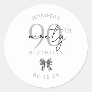 Sticker Rond Fête d'anniversaire élégante Ruban Coquette Argent