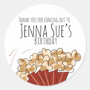 Sticker Rond Fête d'anniversaire en plein air cinéma Popcorn Do