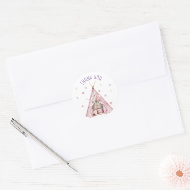 Sticker Rond Fête d'anniversaire en pyjama avec nuitée (Enveloppe)
