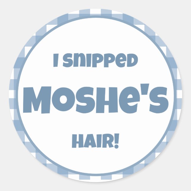 Sticker Rond Fête d'anniversaire en vichy bleu (Devant)