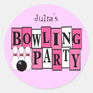 Sticker Rond Fête d'anniversaire faite sur commande de bowling
