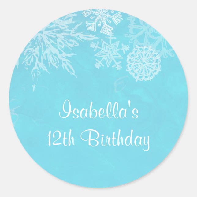 Sticker Rond Fête d'anniversaire Flocon de neige de Noël hivern (Devant)
