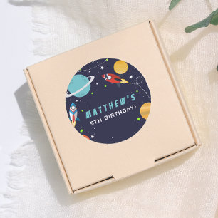 Sticker Rond Fête d'anniversaire Fusée spatiale