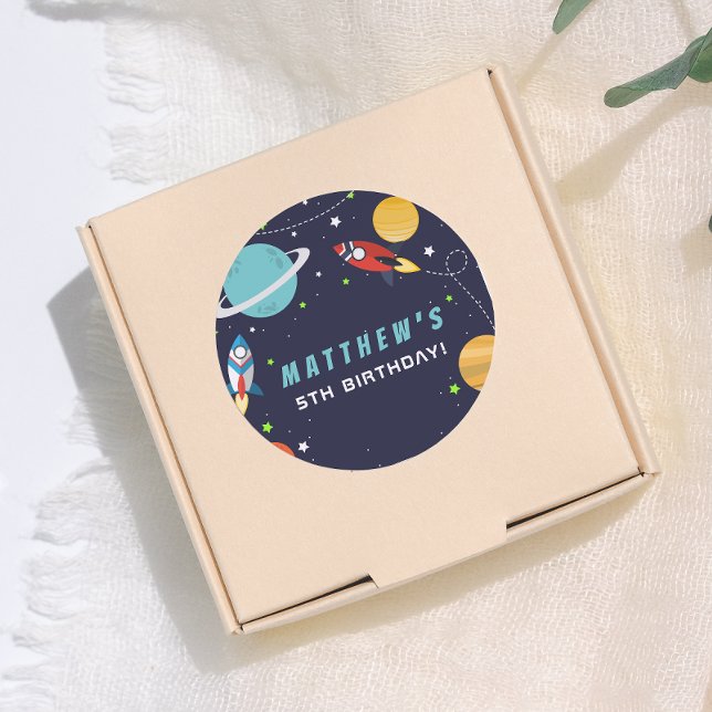 Sticker Rond Fête d'anniversaire Fusée spatiale (Créateur téléchargé)
