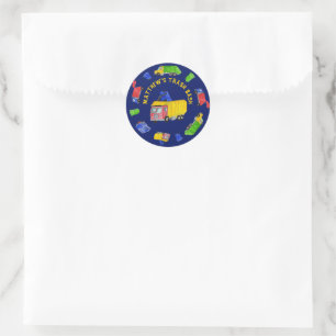 Sticker Rond Fête d'anniversaire Garbage Trucks Peints pour gar
