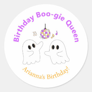 Sticker Rond Fête d'anniversaire Halloween   Fantôme de piste d
