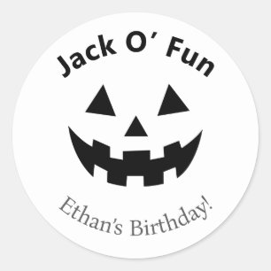 Sticker Rond Fête d'anniversaire Halloween Jack O' Fun Citrou