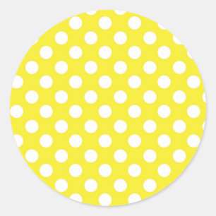 Sticker Rond Fête d'anniversaire jaune ensoleillé et pois blanc