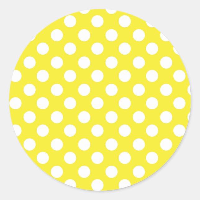 Sticker Rond Fête d'anniversaire jaune ensoleillé et pois blanc (Devant)