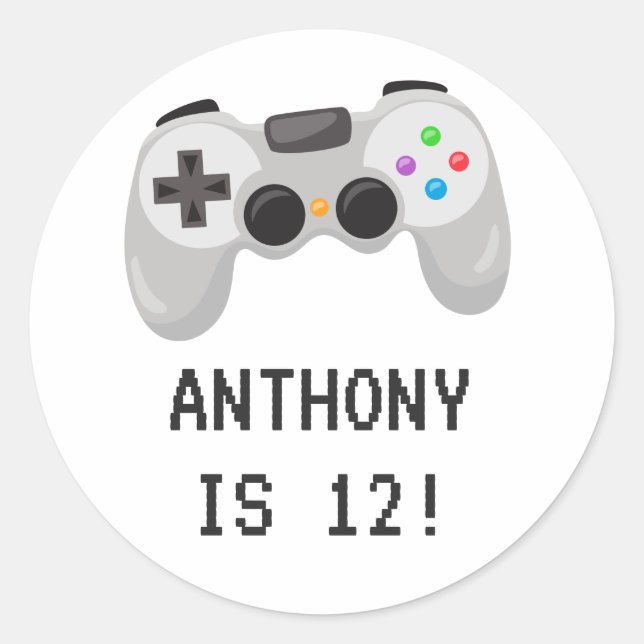 Sticker Rond Fête d'anniversaire jeux vidéo (Devant)