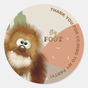 Sticker Rond Fête d'anniversaire Kids Nature Big Foot/ Sasquatc