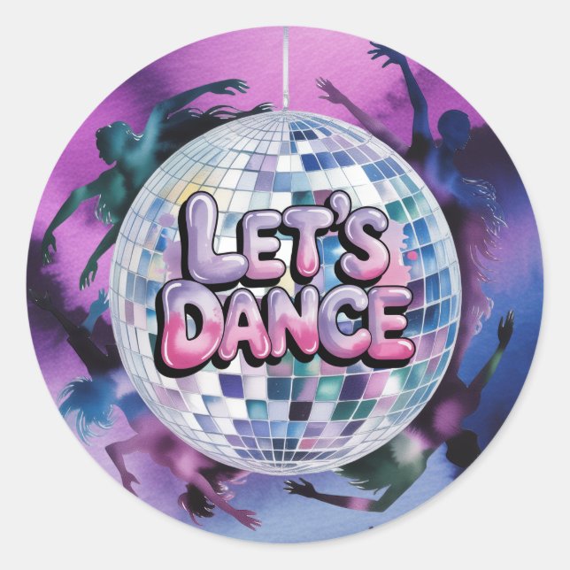 Sticker Rond Fête d'anniversaire Let's Dance (Devant)