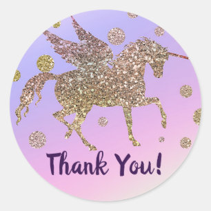 Sticker Rond Fête d'anniversaire licorne Pastel Arc-en-ciel poi