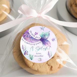 Sticker Rond Fête d'anniversaire Mermaid merci