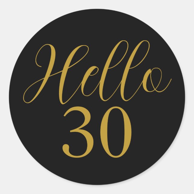 Sticker Rond Fête d'anniversaire noir or 30 ans (Devant)