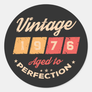 Sticker Rond Fête d'anniversaire personnalisée cinquante vintag