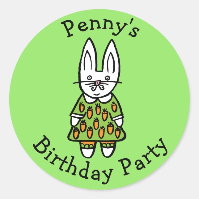Sticker Rond Fête d'anniversaire personnalisée de Penny le Lapi (Devant)