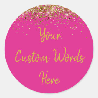 Sticker Rond Fête d'anniversaire personnalisée rose et or Favor