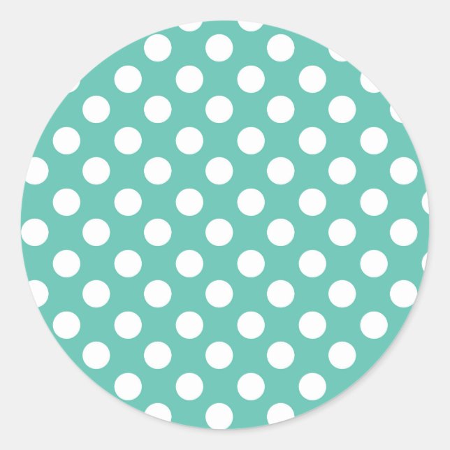 Sticker Rond Fête d'anniversaire pois turquoise et blanc (Devant)