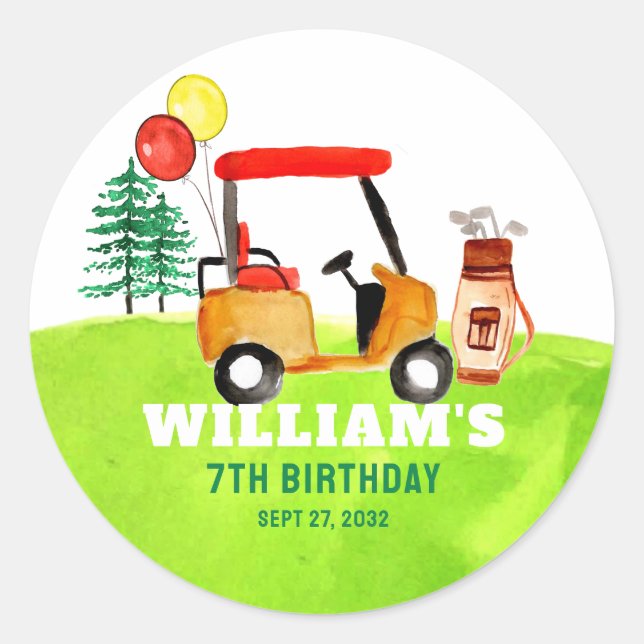 Sticker Rond Fête d'anniversaire pour enfants Modern Golf Golfe (Devant)