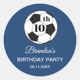 Sticker Rond Fête d'anniversaire pour garçons de 10 ans Footbal