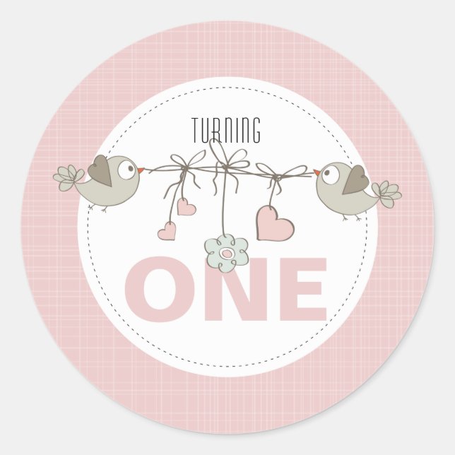 Sticker Rond Fête d'anniversaire pour un an (Devant)