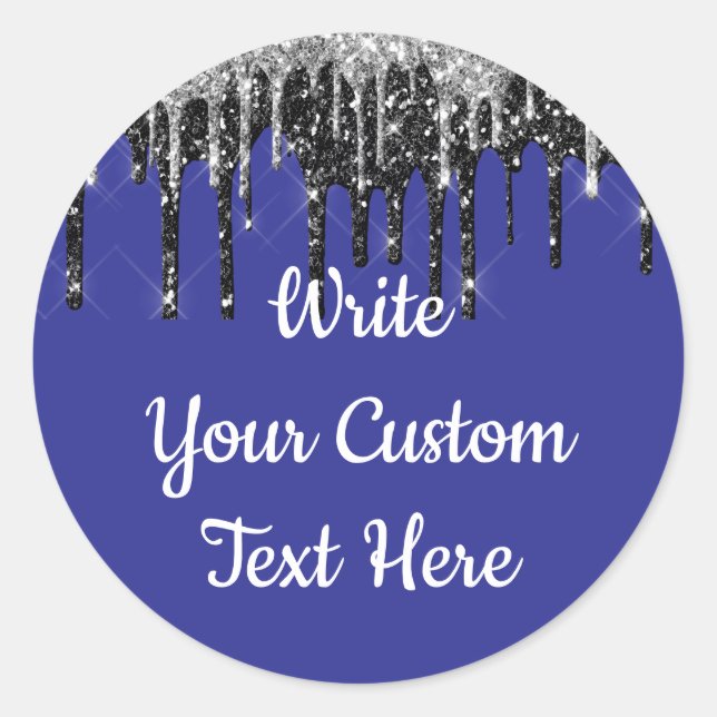 Sticker Rond Fête d'anniversaire Purple & Silver Glitter (Devant)