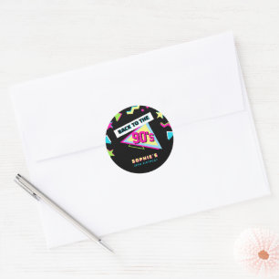 Sticker Rond Fête d'anniversaire rétro funky Retour aux années